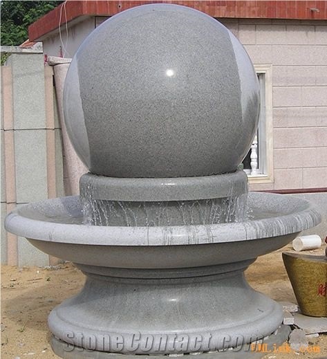 Wellest Exterior Water Spray G633 Grey Granite Fountain and Fountain Ball,Garden Fountain,Carved Sculpture Fountain,Sfb018