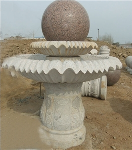 Wellest Exterior Water Spray Granite Fountain,Garden Fountain,Carved Sculpture Fountain with Indian Red Granite Fortune Ball,Sfb026