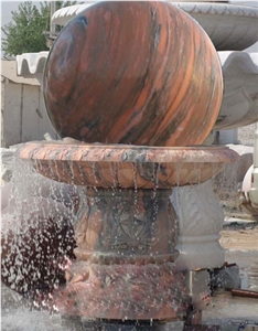 Wellest Exterior Water Spray Sunset Red Marble Fountain,Garden Fountain,Carved Sculpture Fountain with Fountain Ball,Sfb022