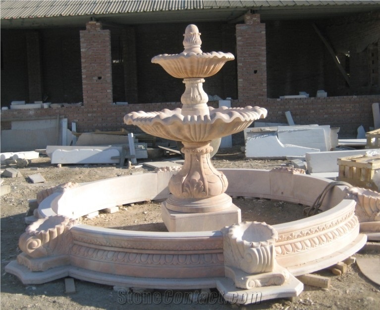 Wellest Exterior Water Spray Sunset Red Marble Honed Fountain,Garden Fountain,Carved Sculpture Fountain,Sfb011