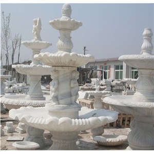 Wellest Exterior Water Spray White Marble Fountain,Garden Fountain,Carved Sculpture Fountain,Sfb005