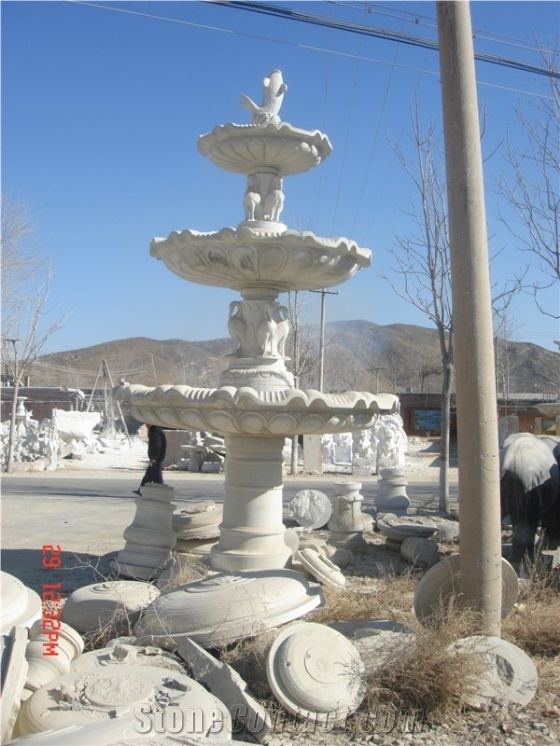 Wellest Exterior Water Spray White Marble Fountain,Garden Fountain,Carved Sculpture Fountain,Sfb008