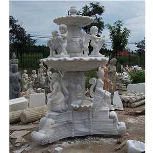Wellest Exterior Water Spray White Marble Fountain,Garden Fountain,Carved Sculpture Fountain,Sfb009