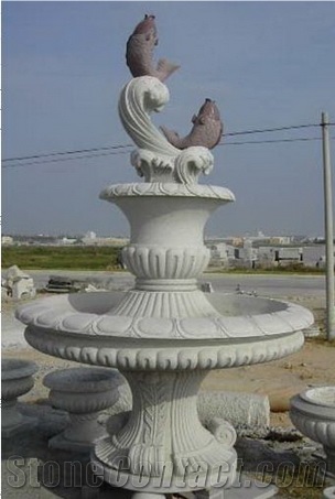 Wellest Exterior Water Spray White Marble Fountain,Garden Fountain,Carved Sculpture Fountain,Sfb013