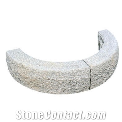 Wellest G603 Luner Pearl Grey Granite Kerb Stone,Bush Hammered on Top& Rough Picked Face,Other Sawn Cut, Semi-Circle Road Stone,Ks010