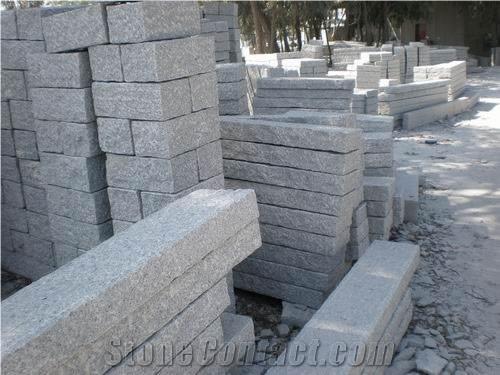 Wellest G603 Luner Pearl Grey Granite Palisade,Rough Picked Pineapple Surface, Exterior Garden Stone, Landscape Stone Fence