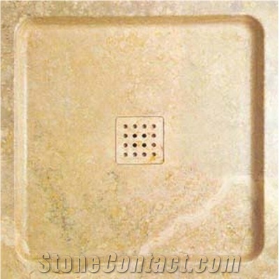 Wellest Giallo Atlantide Beige Marble Square Shower Base& Shower Tray,Bath Accessories,Svs008