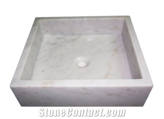 Wellest Guangxi White Marble Basin & Sink,Square White Bathroom Stone Sink & Bowl,Ss012