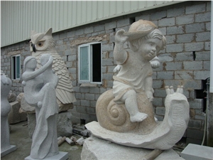 Wellest Iconology & Animal Sculpture & Statue, Handcarved Girls & Owl Sculpture,Natural Stone Carving,Scs006