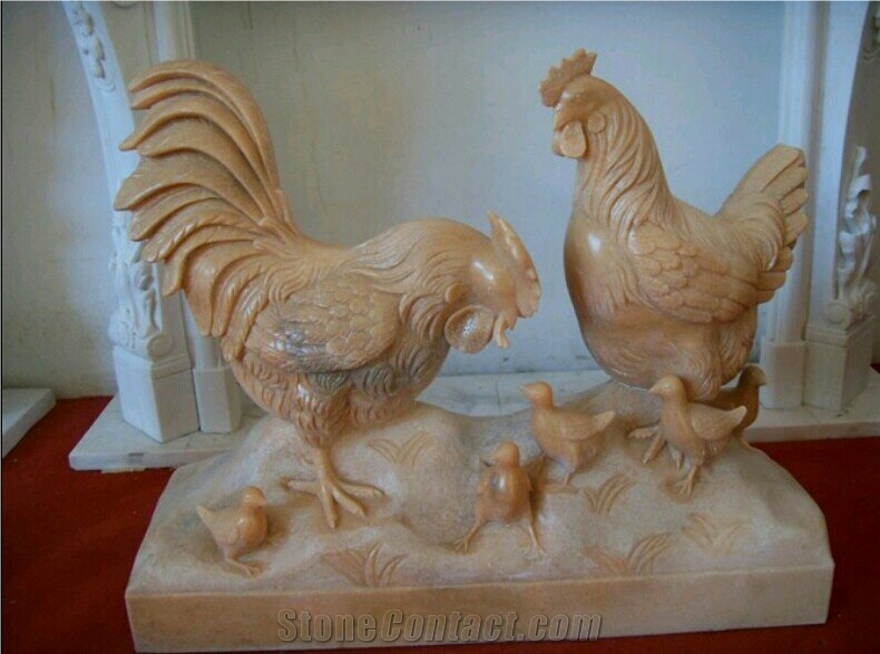 Wellest Iconology & Cartoonn Animal Sculpture & Statue, Handcarved Chicken & Cock Sculpture,Natural Stone Carving,Scs012