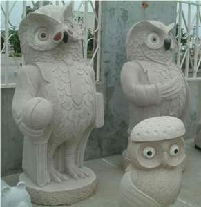 Wellest Iconology & Cartoonn Animal Sculpture & Statue, Handcarved Owl Sculpture,Natural Stone Carvingscs016
