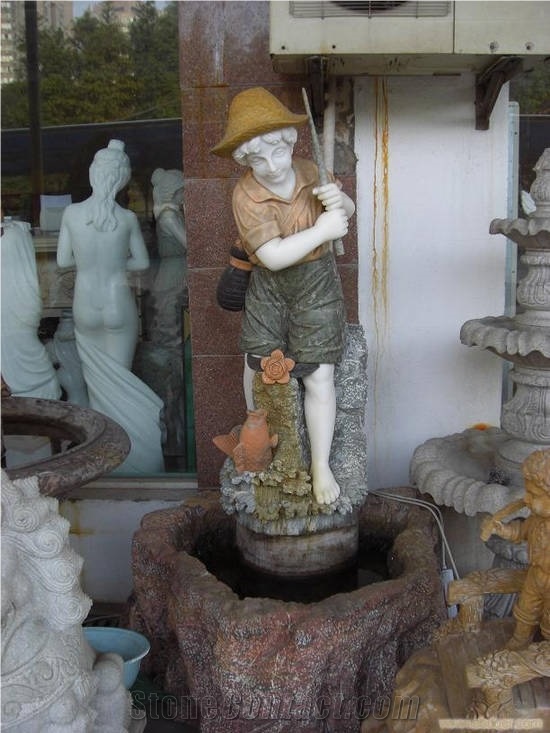 Wellest Iconology & Cartoonn Sculpture & Statue, Handcarved Little Boy Sculpture,Natural Stone Carving,Sis001