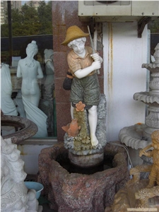 Wellest Iconology & Cartoonn Sculpture & Statue, Handcarved Little Boy Sculpture,Natural Stone Carving,Sis001