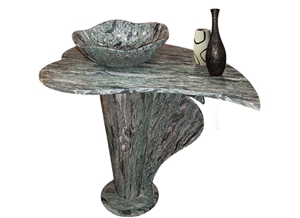 Wellest Imperial Green Granite Basin & Sink, Special Shaping Standing Stone Sink & Bowl, Sss014