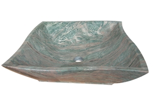 Wellest Imperial Green Granite Basin & Sink,Square Bathroom Stone Sink & Bowl,Ss016
