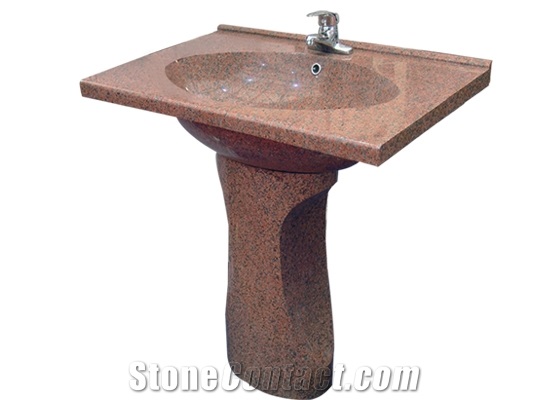 Wellest Indian Red Granite Basin & Sink, Standing Stone Sink & Bowl, Sss005