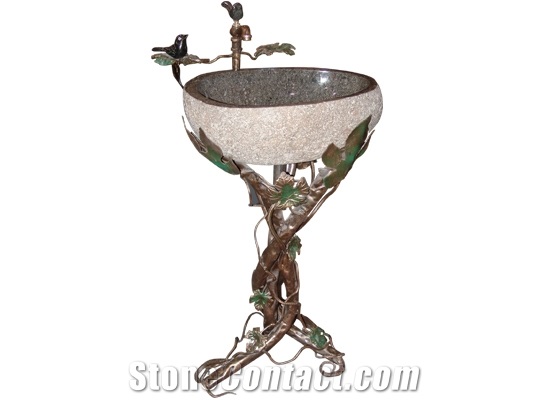 Wellest Jumpra Green Granite Basin & Sink, Special Shaping Standing Stone Sink & Bowl, Sss015