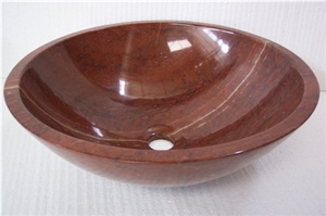 Wellest Mountain Red Marble Basin & Sink,Round Bathroom Stone Sink & Bowl, Ss031