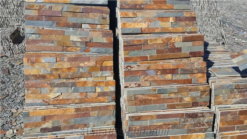 Wellest Rusty Brown Slate Culture Stone, Ledge Stone, Stacked Stone,Wall Cladding,Wall Veneer Panel