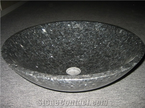 Wellest Silver Pearl Granite Basin & Sink,Round Bathroom Stone Sink & Bowl, Ss035