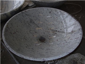 Wellest White Galaxy Granite Basin & Sink,Round White Bathroom Stone Sink & Bowl, Ss032