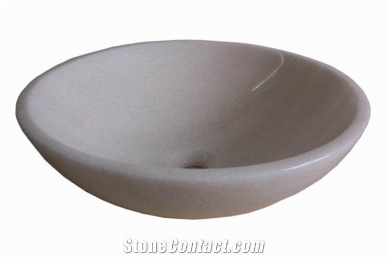 Wellest White Jade Marble Basin & Sink,Round, White Bathroom Stone Sink & Bowl, Ss001