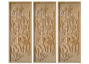 Wellest Yellow Sandstone Carved Relief, Flower Embossment, Stone Etching,Decorative Artifacts&Handcrafts,Bc011