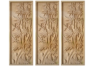 Wellest Yellow Sandstone Carved Relief, Flower Embossment, Stone Etching,Decorative Artifacts&Handcrafts,Bc013