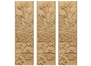 Wellest Yellow Sandstone Carved Relief, Flower Embossment, Stone Etching,Decorative Artifacts&Handcrafts,Bc019