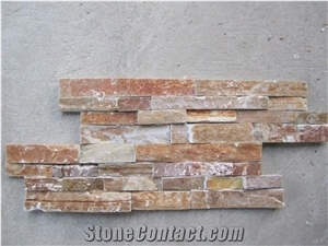 Wellest Yellow Wood Beige Slate Culture Stone,Z Shape,Interlocked,Rough Ledge Stone, Stacked Stone,Wall Cladding,Wall Veneer Panel