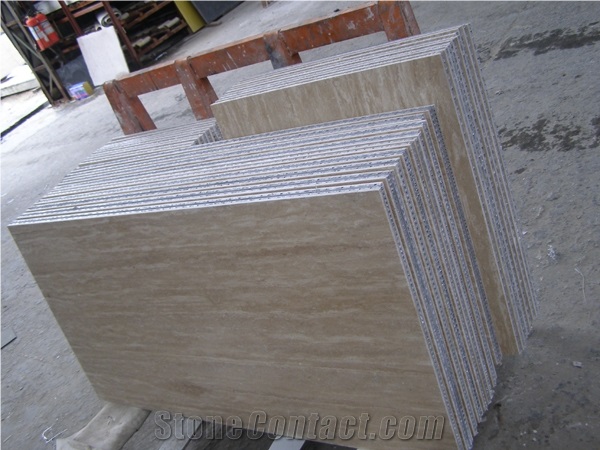 Aluminium Honeycomb Backed Stone Panel -Beige Travertine Stone Panel