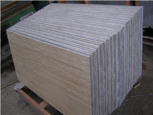 Aluminium Honeycomb Backed Stone Panel -Beige Travertine Stone Panel
