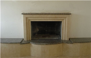 Corinthian Beige Marble Carved Fireplace