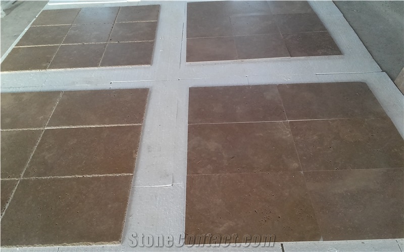Travertine Noce Slabs & Tiles, Antalya Dark Travertine Tiles, Brown Travertile Floor Covering Tiles, Wall Tiles