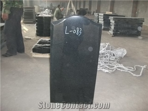 Ogee Headstone, Hebei Black Granite Monument & Tombstone, Chinese Hebei Black Granite Monument