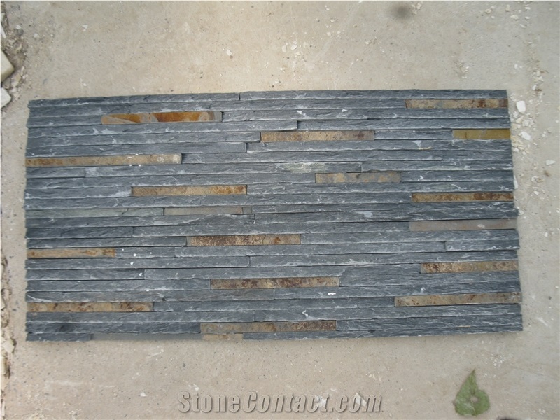 Black Cultured Stone Wall Tile, Ledgestone Wall Panel,Slate Drain Board ...