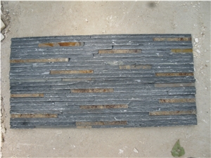 Black Cultured Stone Wall Tile, Ledgestone Wall Panel,Slate Drain Board Wall Cladding&Roofing Tiles