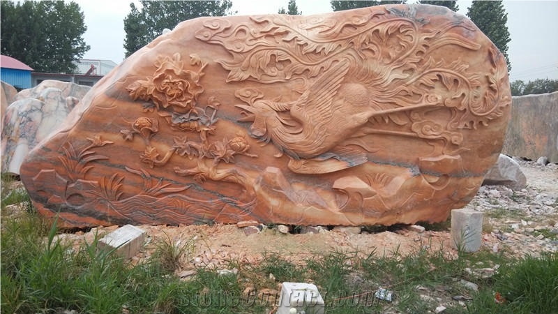 China Cloudy Rosa Marble Landscape Stone, Carving Stone for Garden Decoration