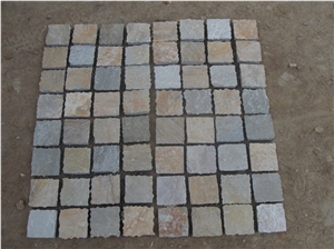 Chinese Slate Cube Stone & Pavers, Rusty Cobble Stone, Paving Stone
