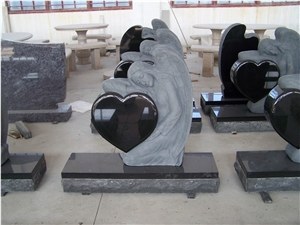 Tombstone & Monument,Chinese Carved Gravestone, Angel & Heart Tombtones