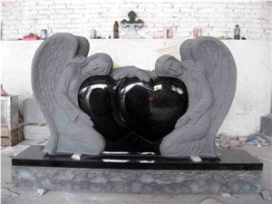 Tombstone & Monument,Chinese Carved Gravestone, Angel & Heart Tombtones