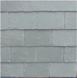 China Grey Slate Hang-Down Staggered Roof Tiles