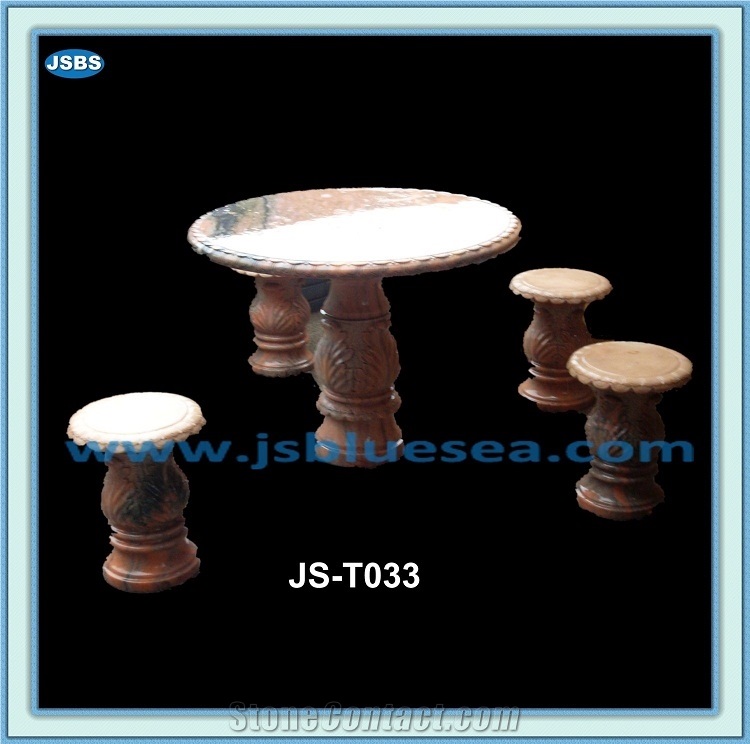 Carved Natural Stone Tables and Benches, Natural Marble Benches