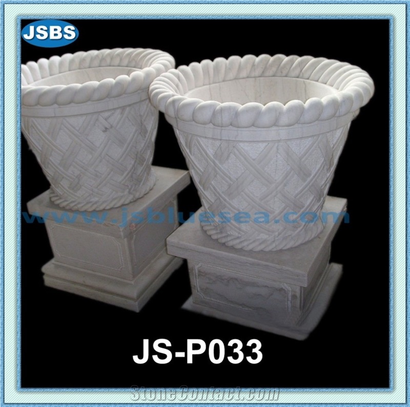 Natural White Stone Planter, Natural Marble Planters from China