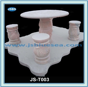 Outdoor Round Stone Table Tops, Natural White Marble Tables