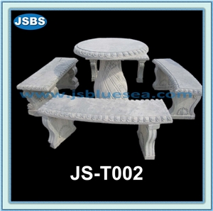 Outdoor Stone Tables and Benches, Natural White Marble Benches