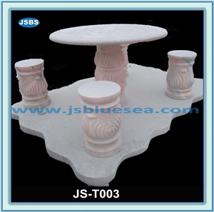 Outdoor Stone Tables and Benches, Natural White Marble Benches