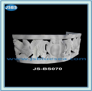 Outdoor White Marble Stone Fence