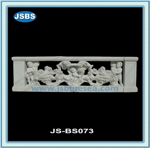 Outdoor White Marble Stone Fence