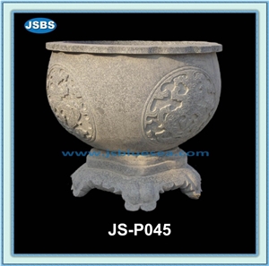 Round Natural Stone Planter Pot, Natural Marble Planter Pots
